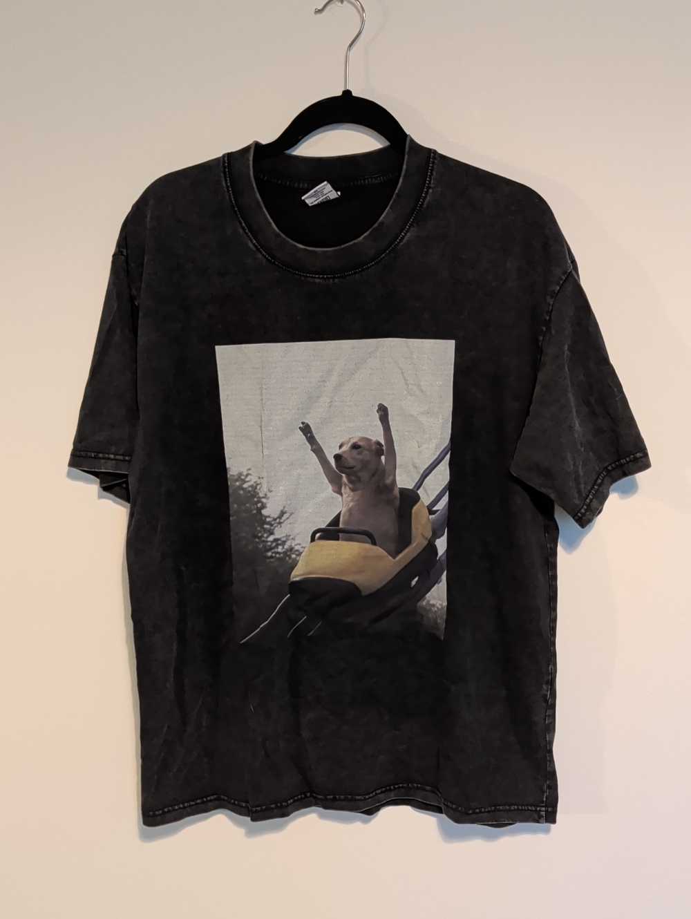 Unbranded Black Graphic T‑Shirt with Dog Print